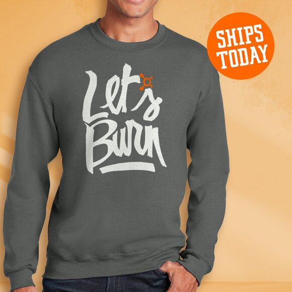 Orangetheory OTF Let's Burn orange theory Gildan crewneck sweatshirt Charcoal - Picture 1 of 2